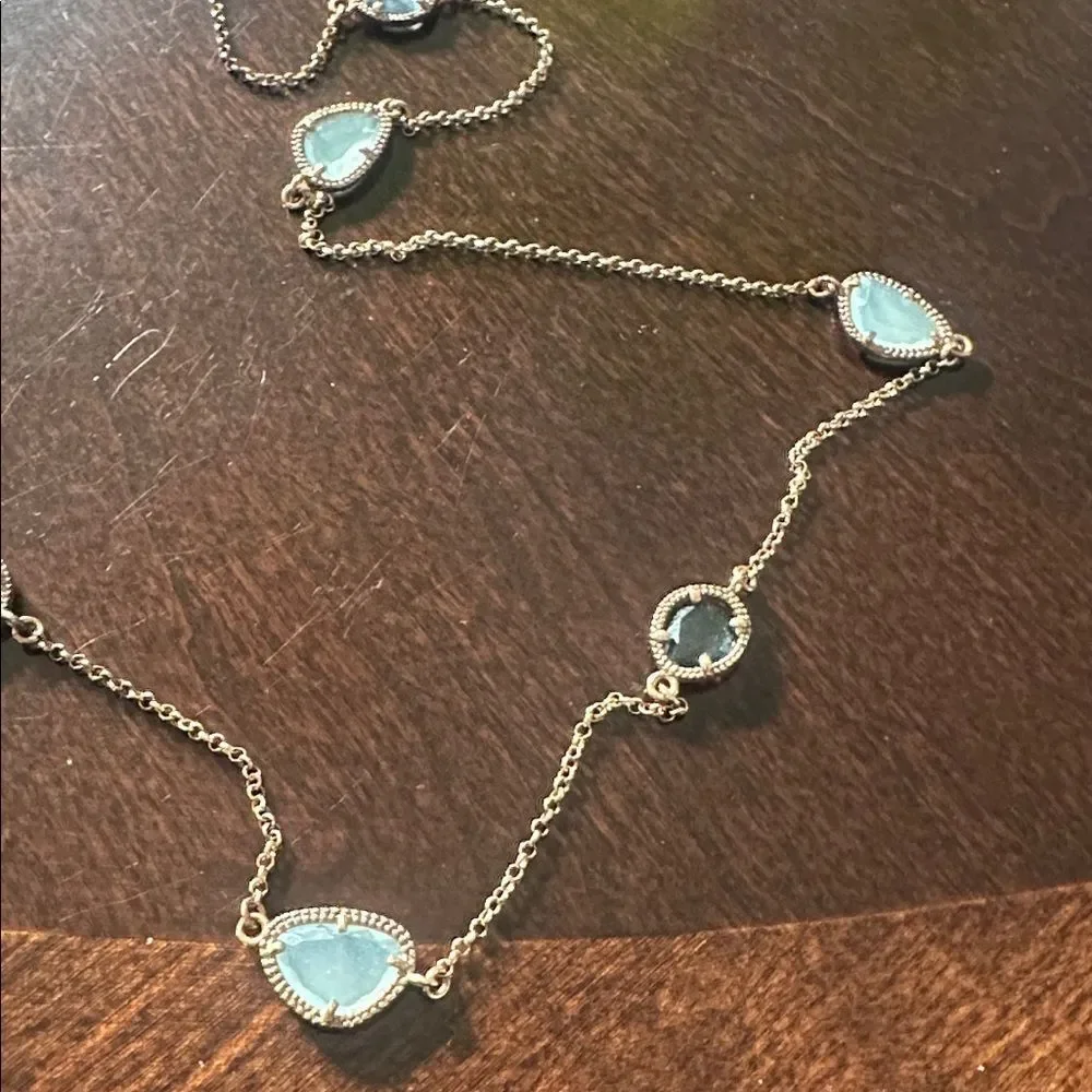 Dyadema Gemstone Sterling Silver Rose Gold Italian Necklace 17”